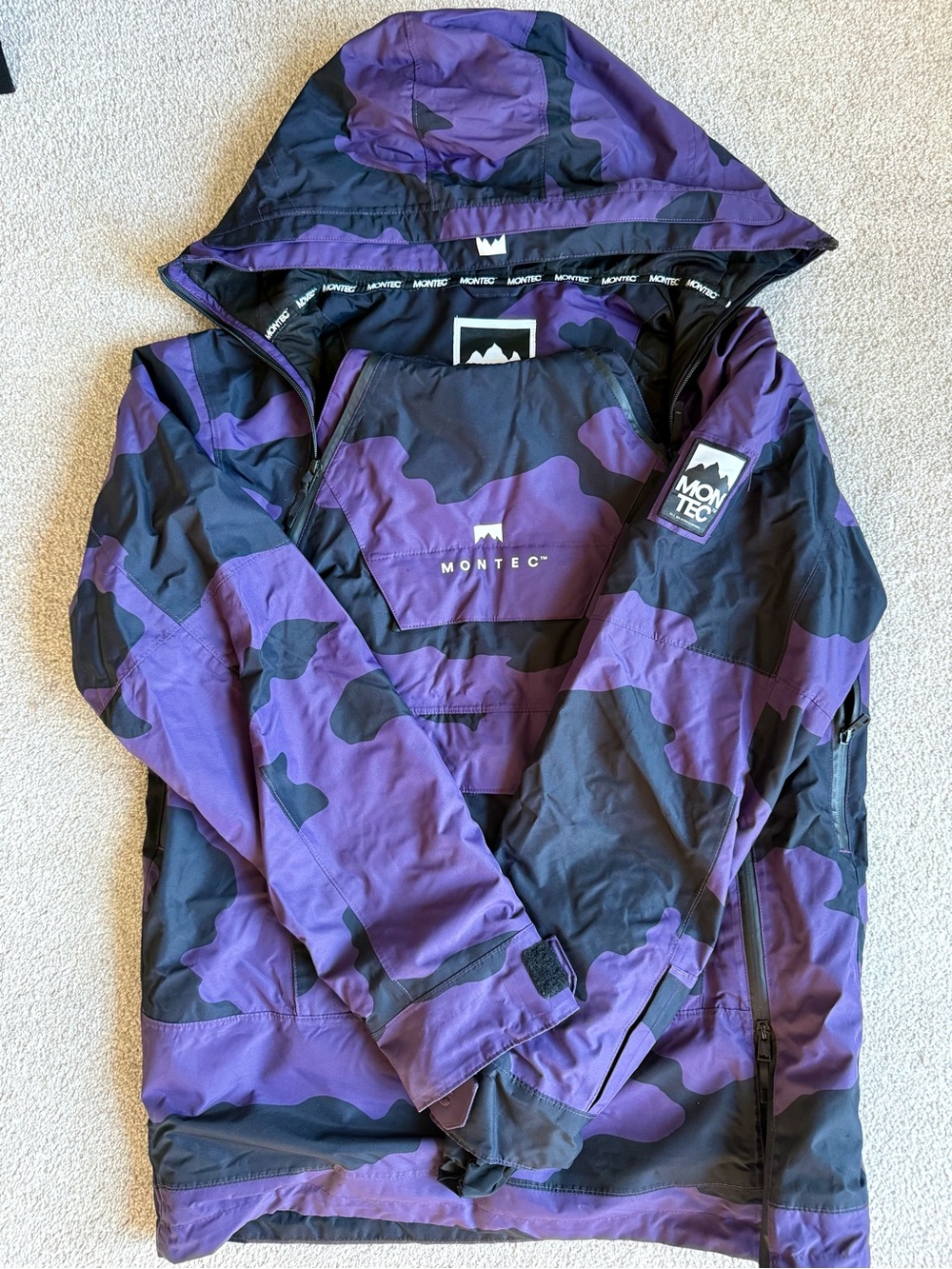 🏔️ Montec Purple/Black Camo Anorak Ski Jacket — Men’s L